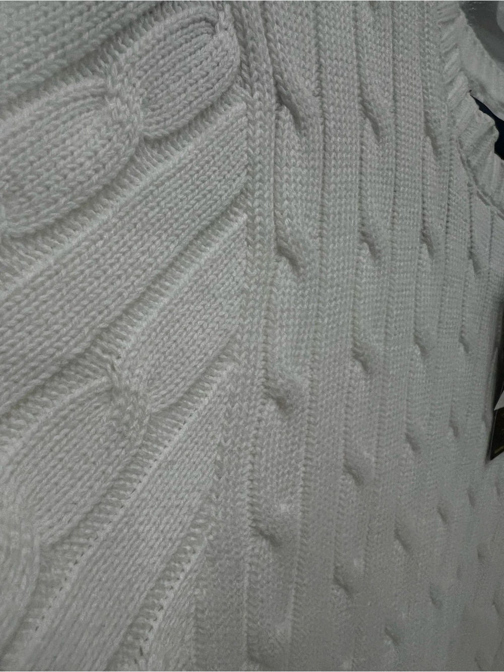 Polo by Ralph Lauren Women White Cable-Knit Short Sleeve Sweater - Picture 3 of 4